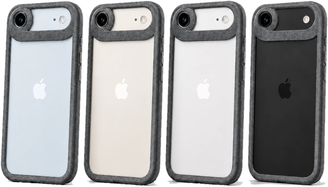 The A1 Case shown on four iPhone Air colours